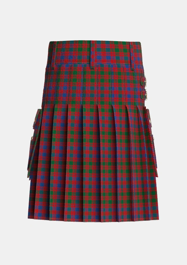 Utility_MacColl_Ancient_Tartan_1638_kilt_back_image_with_pleated_design_and_adjustable_buckles_for_men