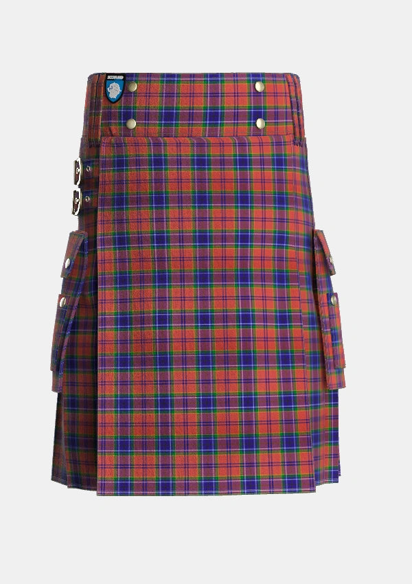 Utility_MacCreary_Personal_Tartan_3338_kilt_front_image_with_pleated_design_and_adjustable_buckles_for_men