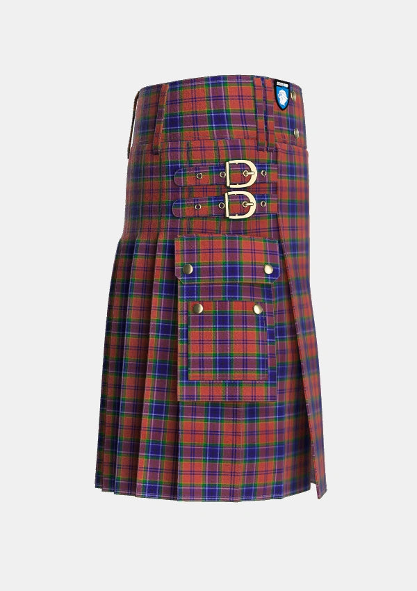 Utility_MacCreary_Personal_Tartan_3338_kilt_right_image_with_pleated_design_and_adjustable_buckles_for_men
