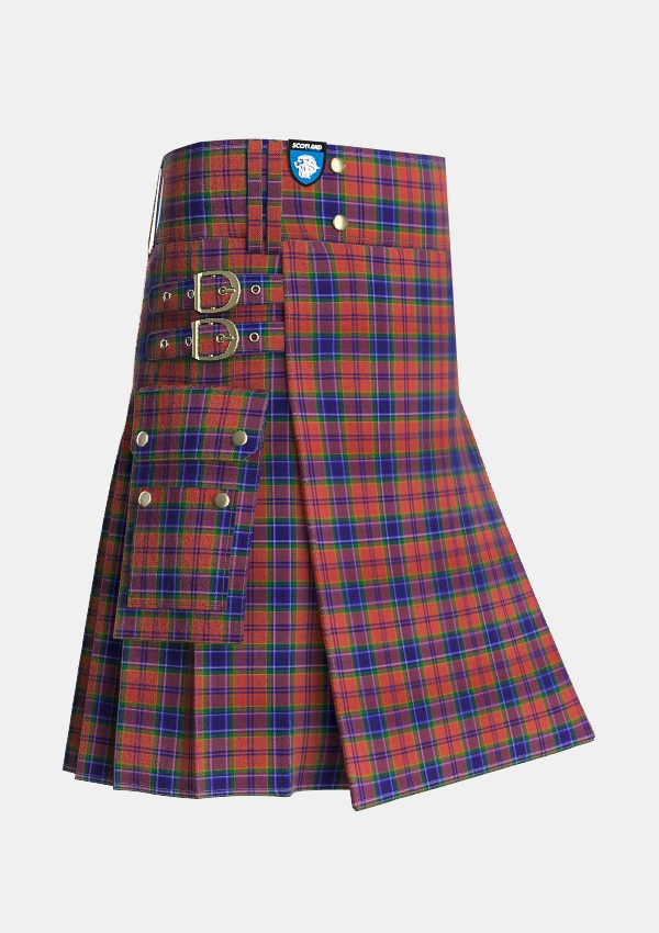 Utility_MacCreary_Personal_Tartan_3338_kilt_side_image_with_pleated_design_and_adjustable_buckles_for_men