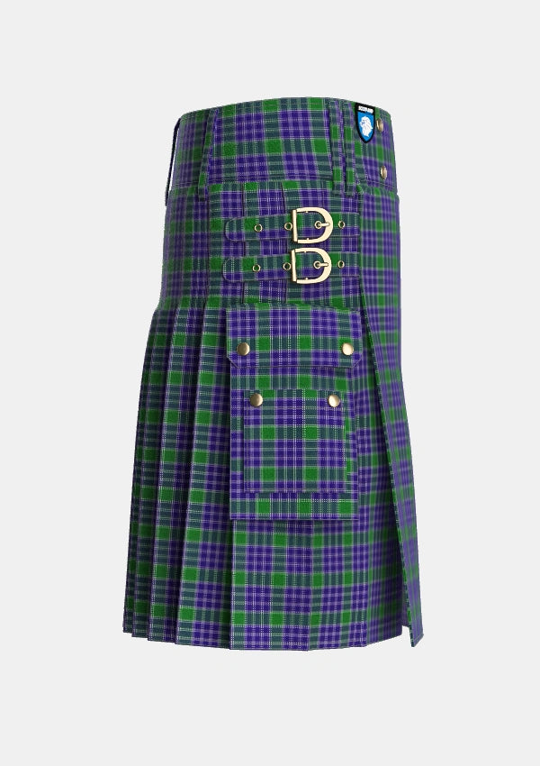 Utility_MacDonald_Lord_of_the_Isles_Hunting_2_Tartan_3267_kilt_right_image_with_pleated_design_and_adjustable_buckles_for_men