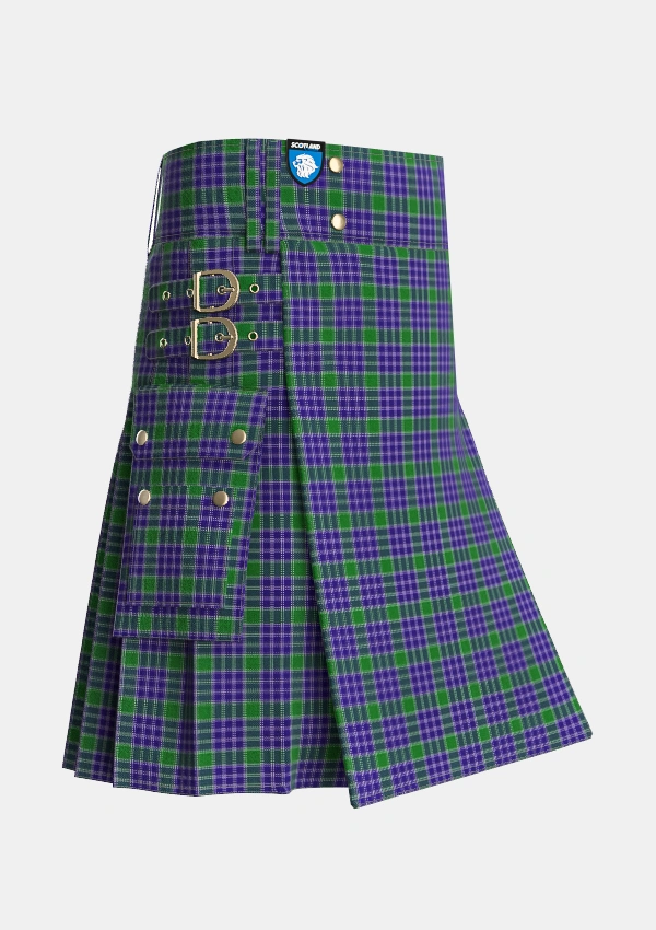 Utility_MacDonald_Lord_of_the_Isles_Hunting_2_Tartan_3267_kilt_side_image_with_pleated_design_and_adjustable_buckles_for_men