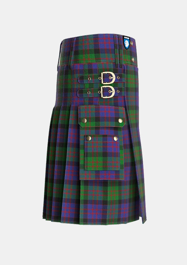 Utility_MacDonald_Tartan_419_kilt_right_image_with_pleated_design_and_adjustable_buckles_for_men