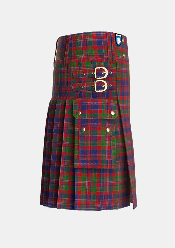 Utility_MacDonald_of_Boisdale_Tartan_1668_kilt_right_image_with_pleated_design_and_adjustable_buckles_for_men