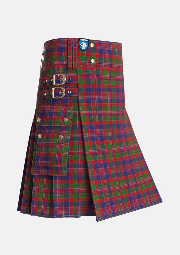 Utility_MacDonald_of_Boisdale_Tartan_1668_kilt_side_image_with_pleated_design_and_adjustable_buckles_for_men