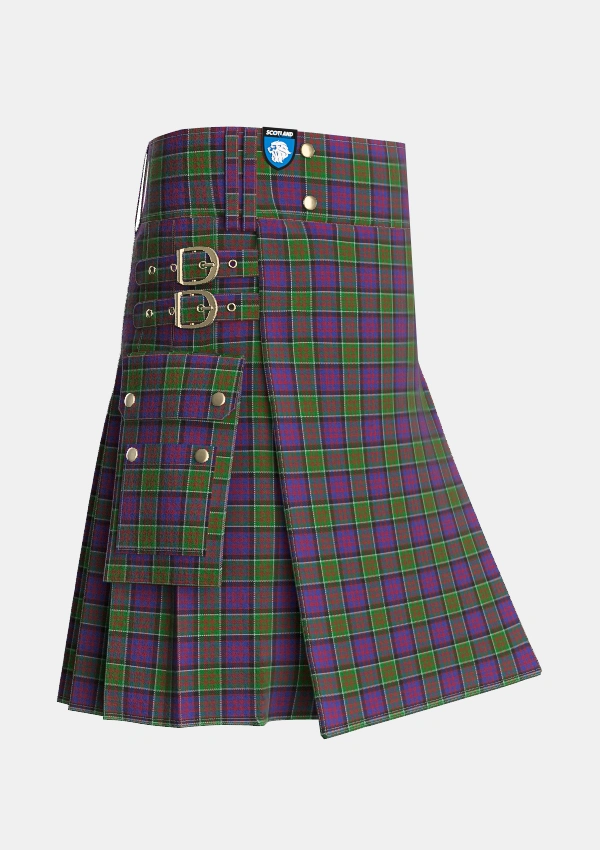 Utility_MacDonald_of_Clanranald_1_Tartan_427_kilt_side_image_with_pleated_design_and_adjustable_buckles_for_men