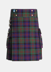 Utility_MacDonald_of_Clanranald_2_Tartan_4521_kilt_front_image_with_pleated_design_and_adjustable_buckles_for_men