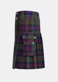 Utility_MacDonald_of_Clanranald_2_Tartan_4521_kilt_left_image_with_pleated_design_and_adjustable_buckles_for_men