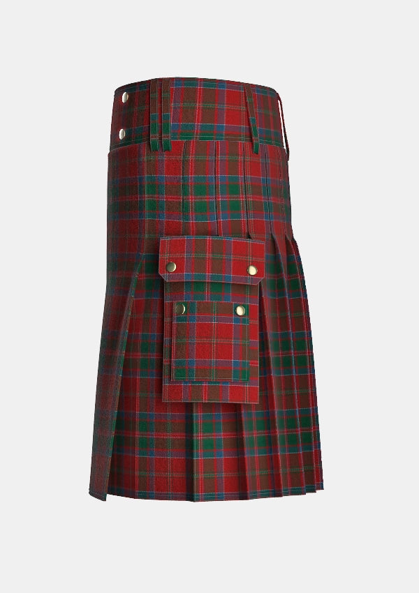 Utility_MacDonald_of_Glencoe_Tartan_1012_kilt_left_image_with_pleated_design_and_adjustable_buckles_for_men