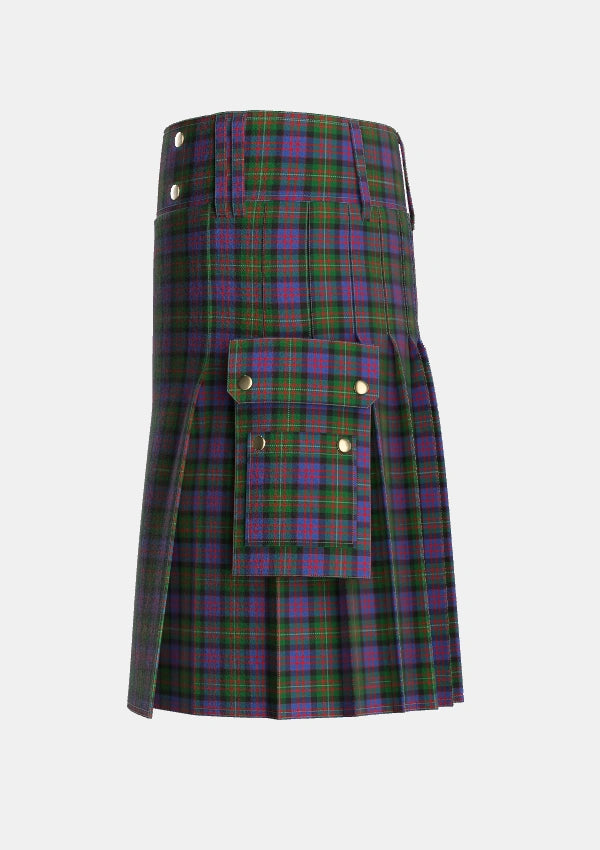 Utility_MacDonell_of_Glengarry_2_Tartan_472_kilt_left_image_with_pleated_design_and_adjustable_buckles_for_men