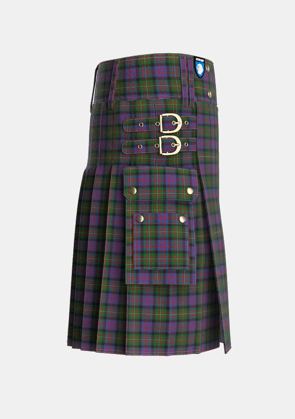 Utility_MacDonell_of_Glengarry_2_Tartan_472_kilt_right_image_with_pleated_design_and_adjustable_buckles_for_men