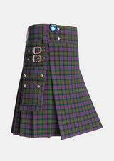 Utility_MacDonell_of_Glengarry_2_Tartan_472_kilt_side_image_with_pleated_design_and_adjustable_buckles_for_men