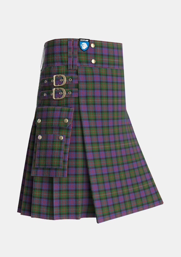 Utility_MacDonell_of_Glengarry_2_Tartan_472_kilt_side_image_with_pleated_design_and_adjustable_buckles_for_men
