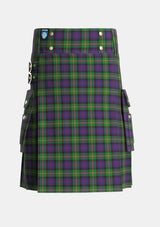 Utility_MacDonell_of_Glengarry_3_Tartan_473_kilt_front_image_with_pleated_design_and_adjustable_buckles_for_men