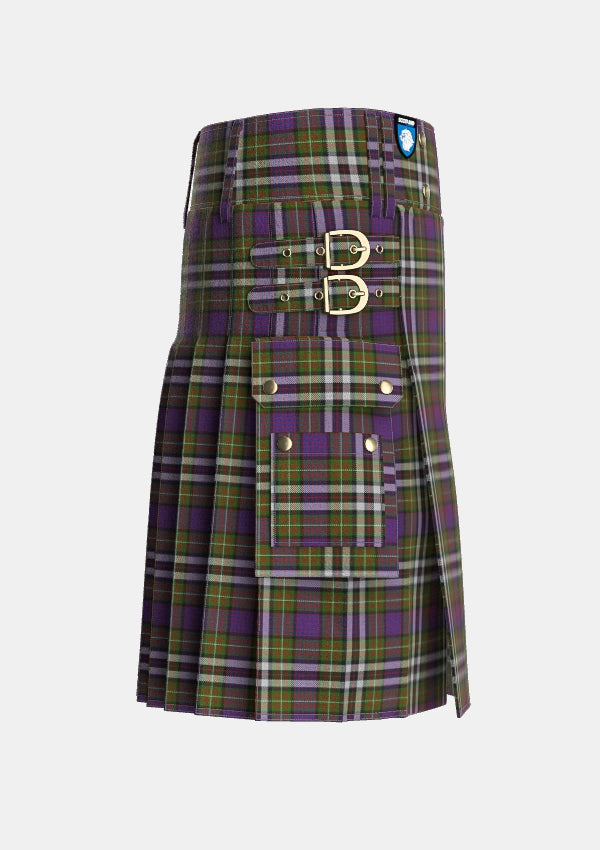 Utility_MacDonell_of_Glengarry_Dress_Tartan_1999_kilt_right_image_with_pleated_design_and_adjustable_buckles_for_men