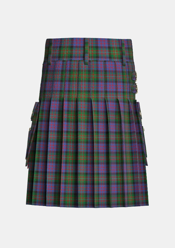 Utility_MacDonell_of_Glengarry_Tartan_471_kilt_back_image_with_pleated_design_and_adjustable_buckles_for_men