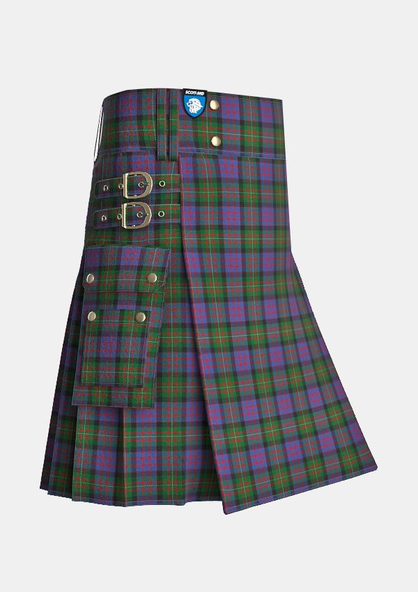 Utility_MacDonell_of_Glengarry_Tartan_471_kilt_side_image_with_pleated_design_and_adjustable_buckles_for_men