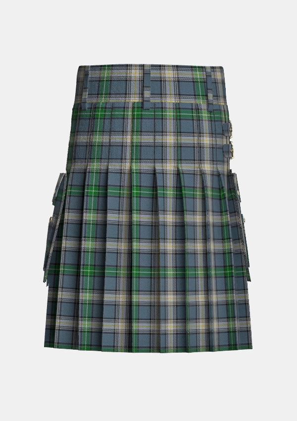 Utility_MacDowall_Tartan_7260_kilt_back_image_with_pleated_design_and_adjustable_buckles_for_men