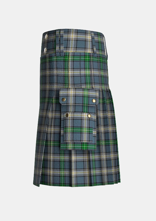 Utility_MacDowall_Tartan_7260_kilt_left_image_with_pleated_design_and_adjustable_buckles_for_men