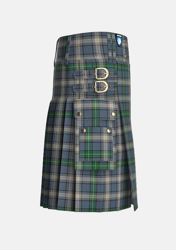 Utility_MacDowall_Tartan_7260_kilt_right_image_with_pleated_design_and_adjustable_buckles_for_men