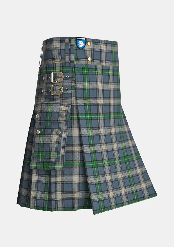Utility_MacDowall_Tartan_7260_kilt_side_image_with_pleated_design_and_adjustable_buckles_for_men