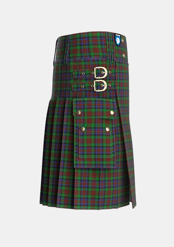 Utility_MacDuff_Hunting_Tartan_1654_kilt_right_image_with_pleated_design_and_adjustable_buckles_for_men