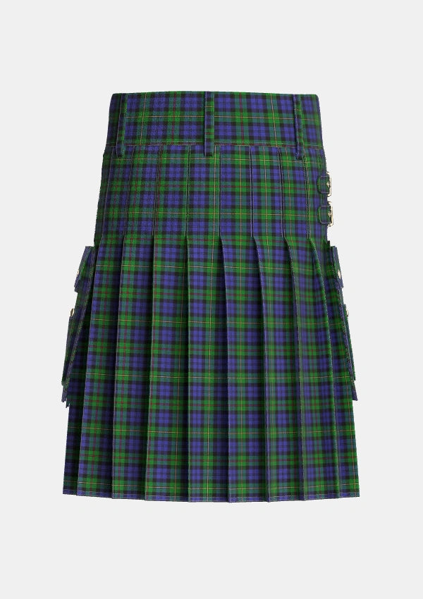 Utility_MacEwen_MacEwan_Tartan_1587_kilt_back_image_with_pleated_design_and_adjustable_buckles_for_men