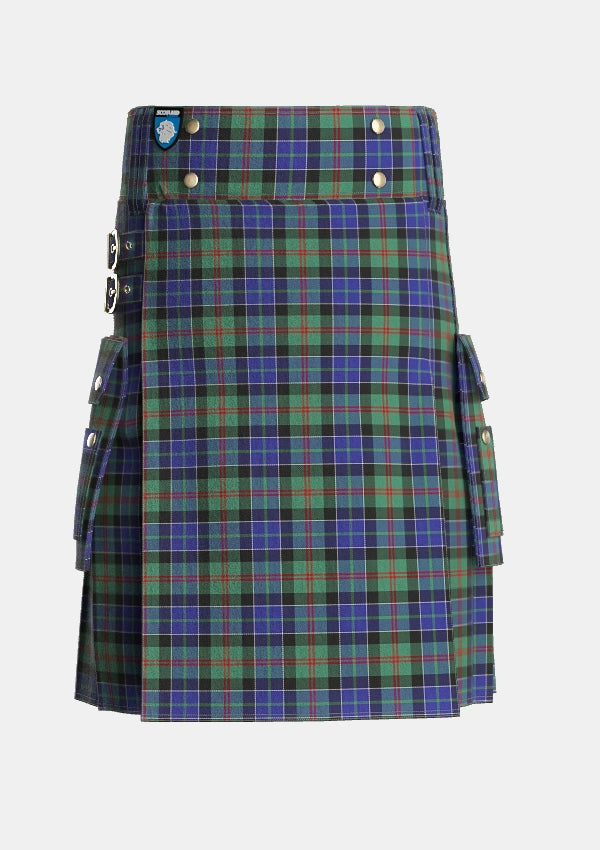 Utility_MacFadzean_MacPhedran_Tartan_744_kilt_front_image_with_pleated_design_and_adjustable_buckles_for_men