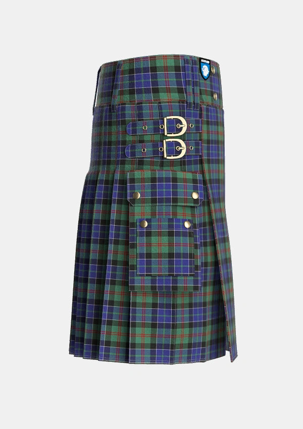 Utility_MacFadzean_MacPhedran_Tartan_744_kilt_right_image_with_pleated_design_and_adjustable_buckles_for_men