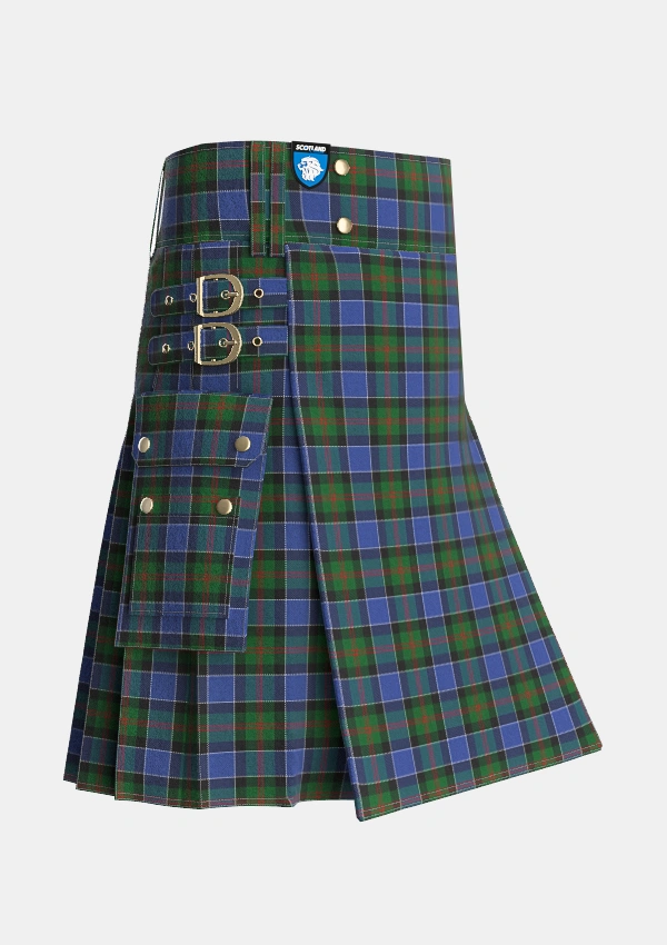 Utility_MacFadzean_Tartan_645_kilt_side_image_with_pleated_design_and_adjustable_buckles_for_men