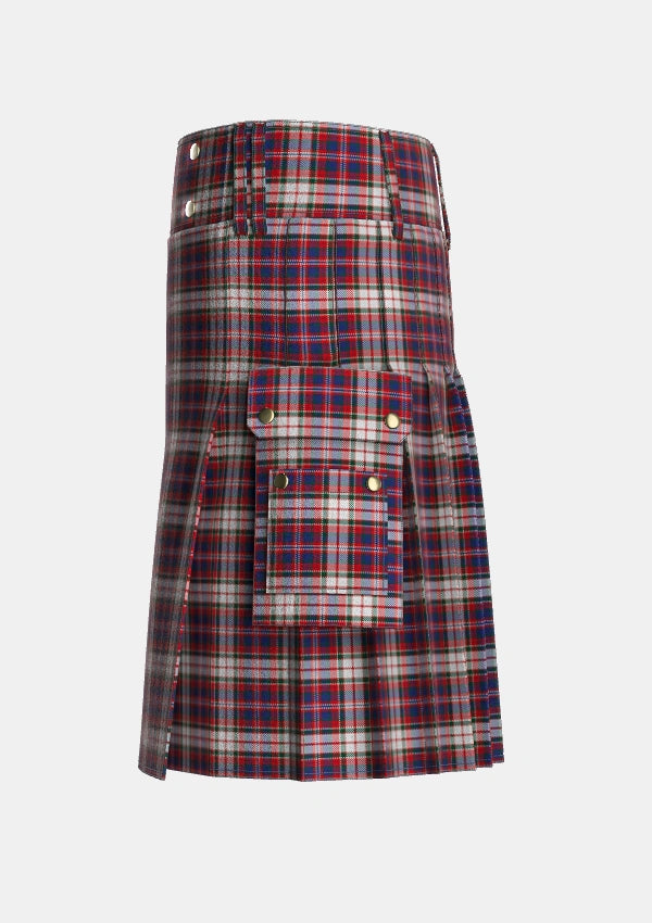 Utility_MacFarlane_Dress_Tartan_659_kilt_left_image_with_pleated_design_and_adjustable_buckles_for_men