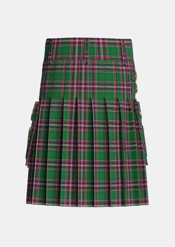 Utility_MacFarlane_Hunting_Tartan_779_kilt_back_image_with_pleated_design_and_adjustable_buckles_for_men