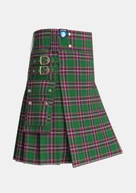 Utility_MacFarlane_Hunting_Tartan_779_kilt_side_image_with_pleated_design_and_adjustable_buckles_for_men