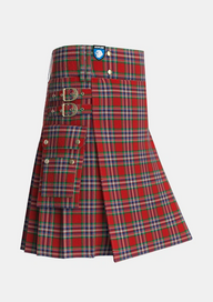 Utility_MacFarlane_Red_Tartan_947_kilt_side_image_with_pleated_design_and_adjustable_buckles_for_men