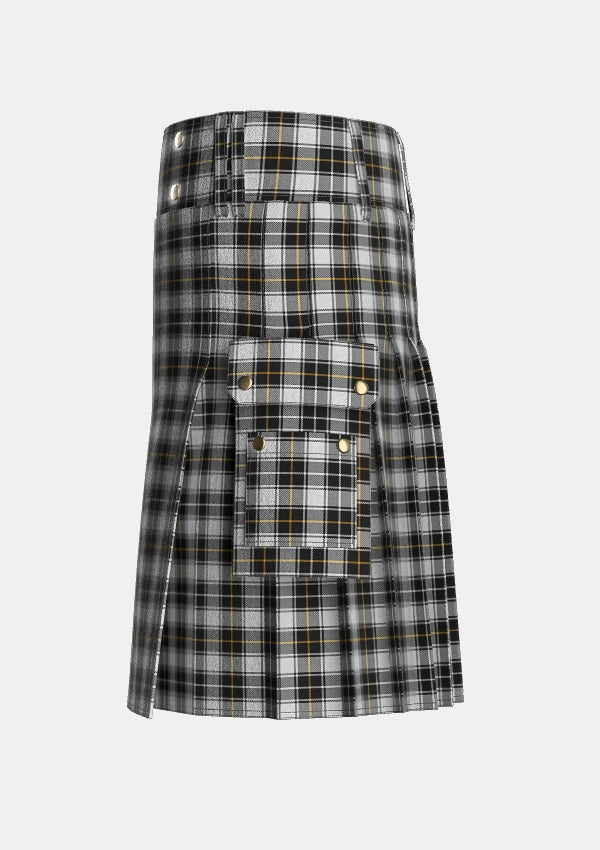Utility_MacFie_of_Colonsay_Dress_Tartan_3369_kilt_left_image_with_pleated_design_and_adjustable_buckles_for_men