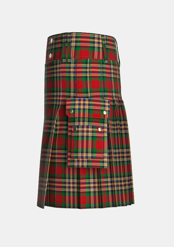 Utility_MacGill_Tartan_1487_kilt_left_image_with_pleated_design_and_adjustable_buckles_for_men
