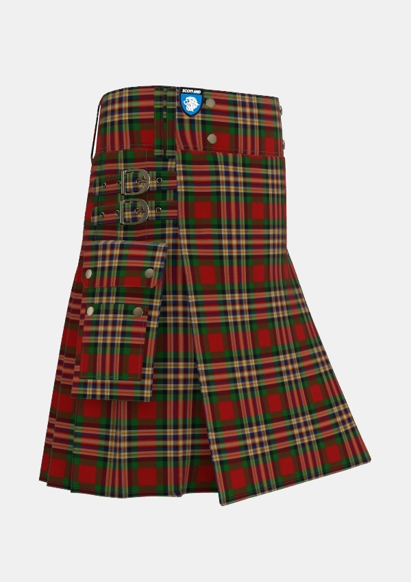 Utility_MacGill_Tartan_1487_kilt_side_image_with_pleated_design_and_adjustable_buckles_for_men