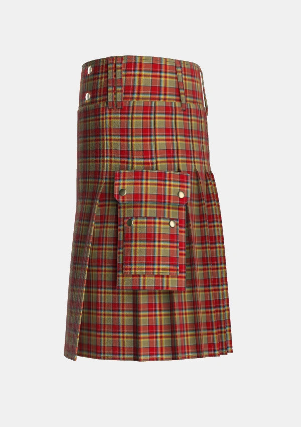 Utility_MacGlashan_3_Tartan_7152_kilt_left_image_with_pleated_design_and_adjustable_buckles_for_men
