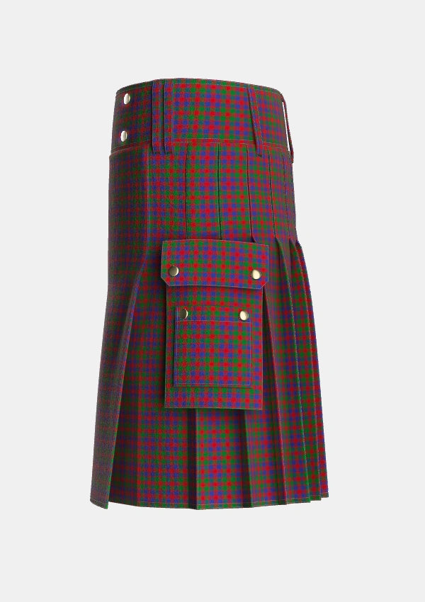 Utility_MacGowan_Tartan_5681_kilt_left_image_with_pleated_design_and_adjustable_buckles_for_men