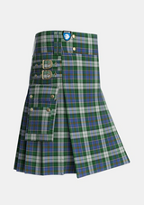 Utility_MacInnes_Dress_Tartan_923_kilt_side_image_with_pleated_design_and_adjustable_buckles_for_men