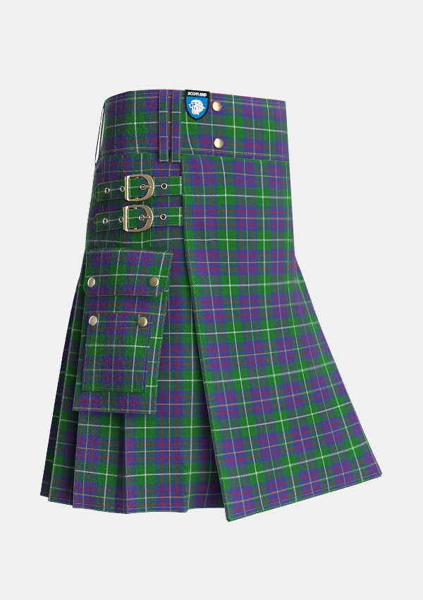 Utility_MacIntyre_Inglis_Tartan_7114_kilt_side_image_with_pleated_design_and_adjustable_buckles_for_men