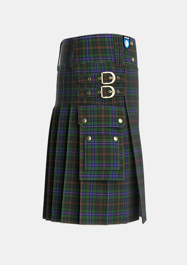Utility_MacKean_Hunting_Tartan_985_kilt_right_image_with_pleated_design_and_adjustable_buckles_for_men