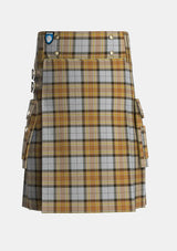 Utility_MacKellar_Dress_Reproduction_colours_Tartan_1311_kilt_front_image_with_pleated_design_and_adjustable_buckles_for_men