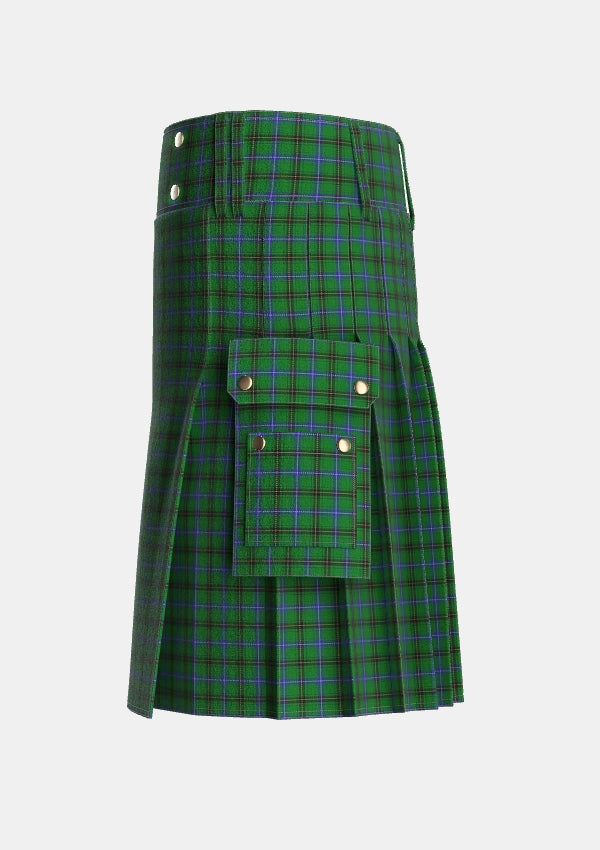Utility_MacKendrick_Tartan_3404_kilt_left_image_with_pleated_design_and_adjustable_buckles_for_men