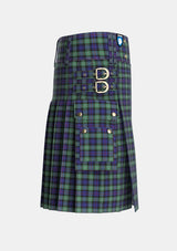 Utility_MacKenzie_Hunting_Green_Tartan_5906_kilt_right_image_with_pleated_design_and_adjustable_buckles_for_men
