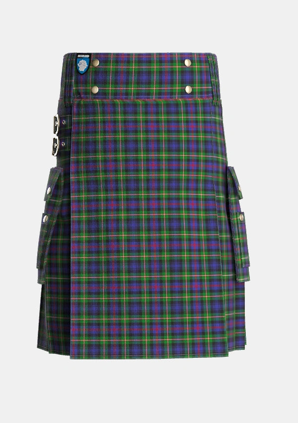 Utility_MacKenzie_Morgan_Tartan_6068_kilt_front_image_with_pleated_design_and_adjustable_buckles_for_men