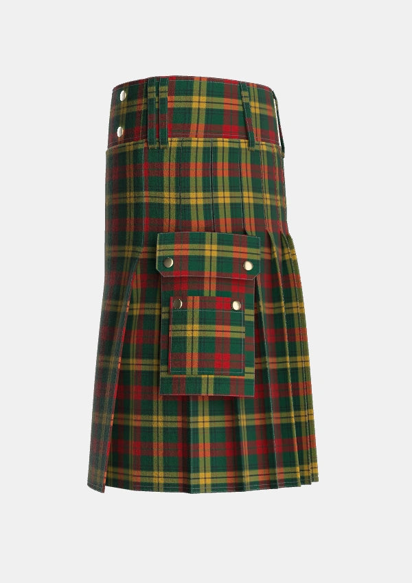 Utility_MacKillen_Tartan_3422_kilt_left_image_with_pleated_design_and_adjustable_buckles_for_men