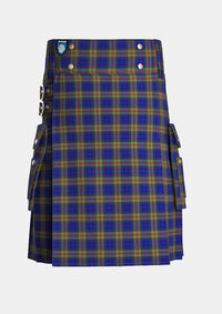 Utility_MacKinlay_Tartan_218_kilt_front_image_with_pleated_design_and_adjustable_buckles_for_men