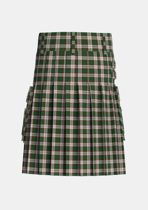 Utility_MacKinnon_Dress_Tartan_921_kilt_back_image_with_pleated_design_and_adjustable_buckles_for_men
