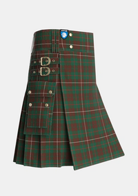 Utility_MacKinnon_Hunting_3_Tartan_1641_kilt_side_image_with_pleated_design_and_adjustable_buckles_for_men